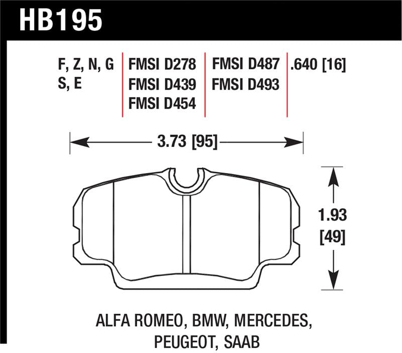 Hawk Performance Hawk 84-4/91 BMW 325 (E30) HT-10 Front Race Pads (NOT FOR STREET USE)