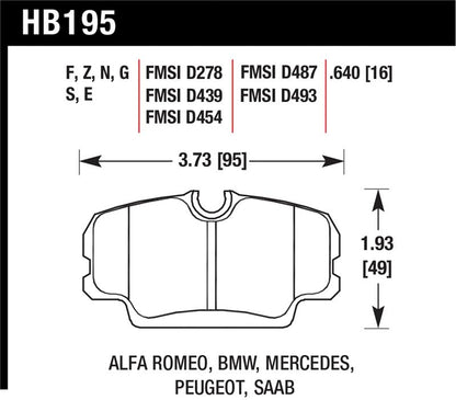 Hawk Performance Hawk 84-4/91 BMW 325 (E30) HT-10 Front Race Pads (NOT FOR STREET USE)