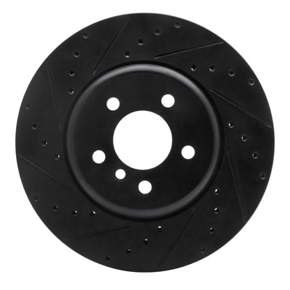 R1 Concepts R1 11-19 BMW 640I Gran Coupe Front Left Drilled & Slotted Black Brake Rotor