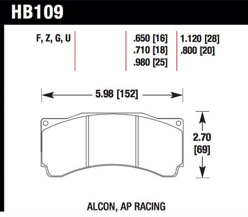 Hawk Performance Hawk AP Racing CP5810/5890/5895/6078 / Coleman Series IV DTC-70 Race Brake Pads