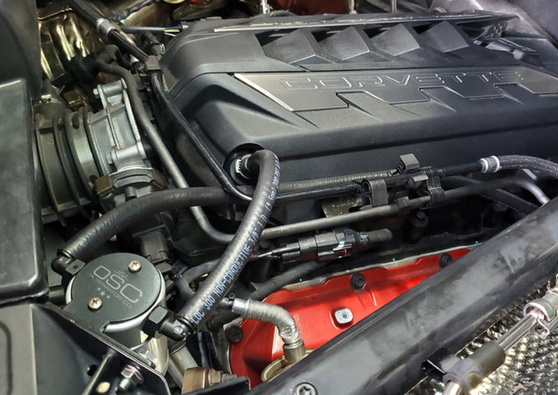 J&L 20-25 Chevrolet Corvette 6.2L LT2 Targa Top Passenger Side Oil Separator 3.0 - Clear Anodize