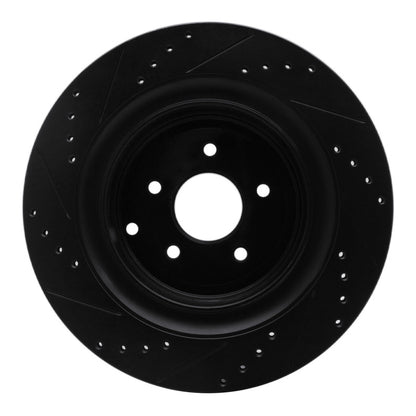 R1 Concepts R1 09-24 Infiniti Q70L Rear Right Drilled & Slotted Black Brake Rotor