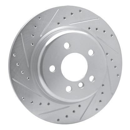 R1 Concepts R1 11-16 BMW 528I xDrive Rear Left Drilled & Slotted Silver Brake Rotor