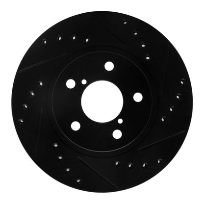 R1 Concepts R1 90-01 Subaru Impreza Front Right Drilled & Slotted Black Brake Rotor