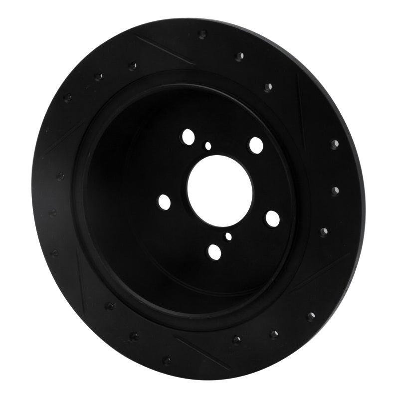 R1 Concepts R1 05-09 Subaru Legacy Rear Left Drilled & Slotted Black Brake Rotor