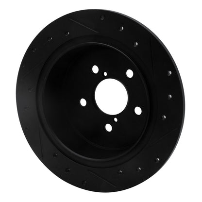 R1 Concepts R1 05-09 Subaru Legacy Rear Left Drilled & Slotted Black Brake Rotor
