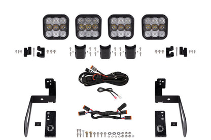 Diode Dynamics Jeep JK SS5 4-Pod CrossLink Grille Lightbar Kit Sport - White Combo