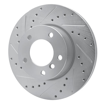 R1 Concepts R1 06-13 BMW 128I Front Left Drilled & Slotted Silver Brake Rotor