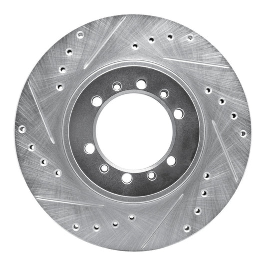 R1 Concepts R1 90-04 Mitsubishi Montero Front Left Drilled & Slotted Silver Brake Rotor