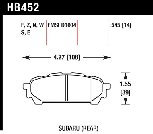 Hawk Performance Hawk 03-05 WRX D1004 HPS Street Rear Brake Pads