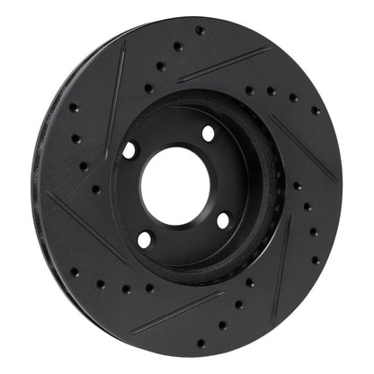 R1 Concepts R1 17-25 Nissan Versa Front Right Drilled & Slotted Black Brake Rotor