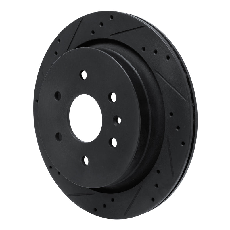 R1 Concepts R1 13-19 Cadillac XTS Rear Left Drilled & Slotted Black Brake Rotor