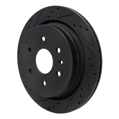 R1 Concepts R1 13-19 Cadillac XTS Rear Left Drilled & Slotted Black Brake Rotor