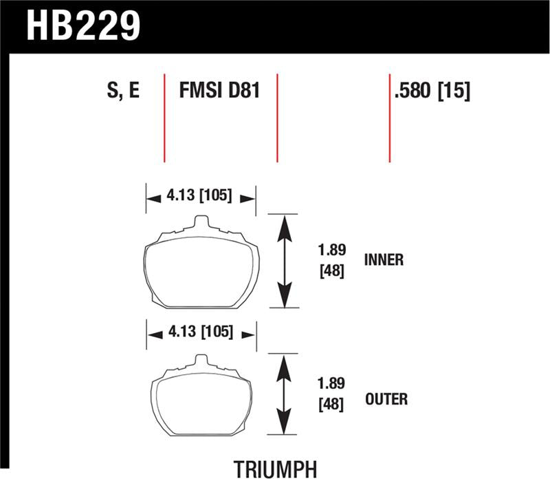 Hawk Performance Hawk 70-73 Triumph Stag / 80-82 Triumph TR8 HT-10 Race Front Brake Pads