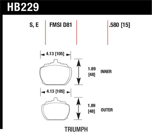 Hawk Performance Hawk 70-73 Triumph Stag / 80-82 Triumph TR8 HT-10 Race Front Brake Pads