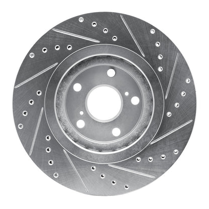 R1 Concepts R1 08-21 Lexus NX200T Front Left Drilled & Slotted Silver Brake Rotor