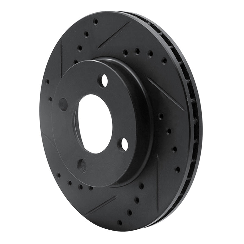 R1 Concepts R1 78-92 Audi 80 Front Left Drilled & Slotted Black Brake Rotor