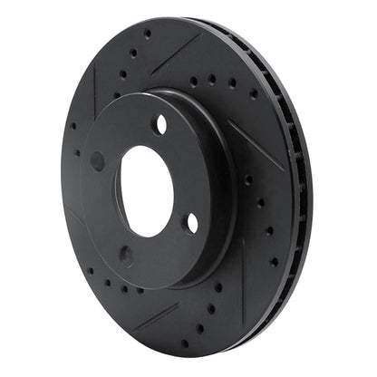 R1 Concepts R1 78-92 Audi 80 Front Left Drilled & Slotted Black Brake Rotor