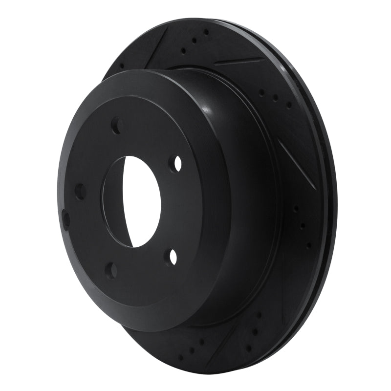 R1 Concepts R1 05-06 Pontiac GTO Rear Left Drilled & Slotted Black Brake Rotor