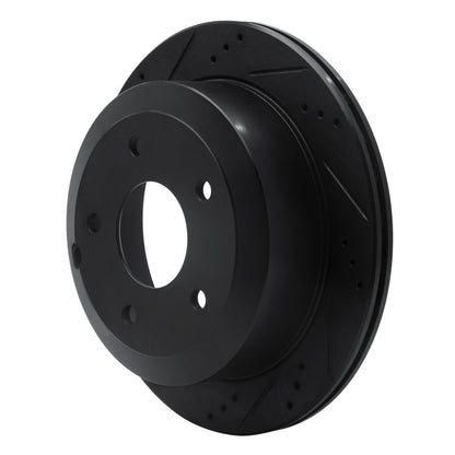 R1 Concepts R1 05-06 Pontiac GTO Rear Left Drilled & Slotted Black Brake Rotor