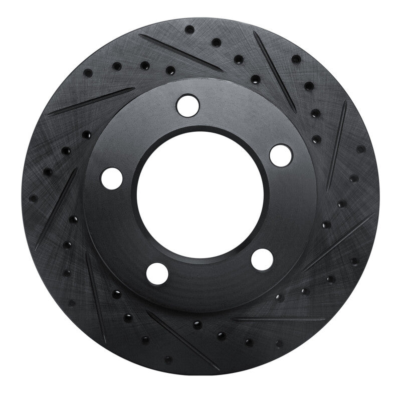 R1 Concepts R1 94-96 Ford F-150 4WD Front Right Drilled & Slotted Black Brake Rotor