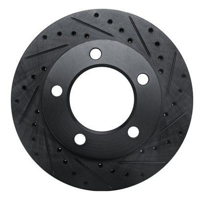 R1 Concepts R1 94-96 Ford F-150 4WD Front Right Drilled & Slotted Black Brake Rotor