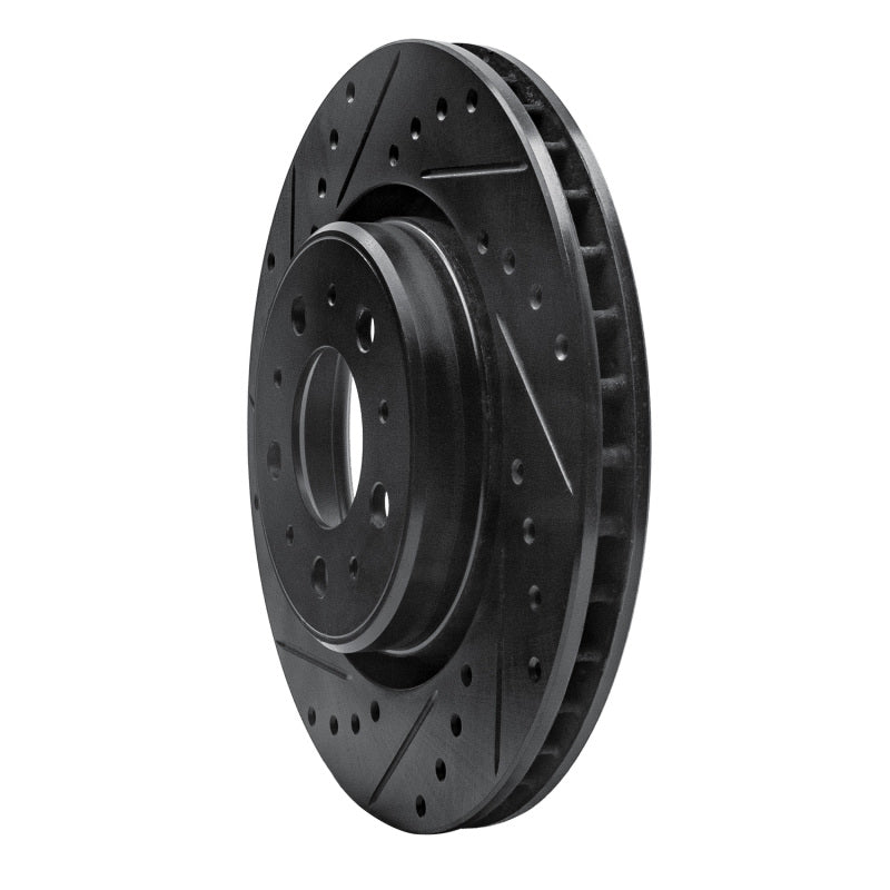 R1 Concepts R1 98-04 Volvo V70 Front Left Drilled & Slotted Black Brake Rotor