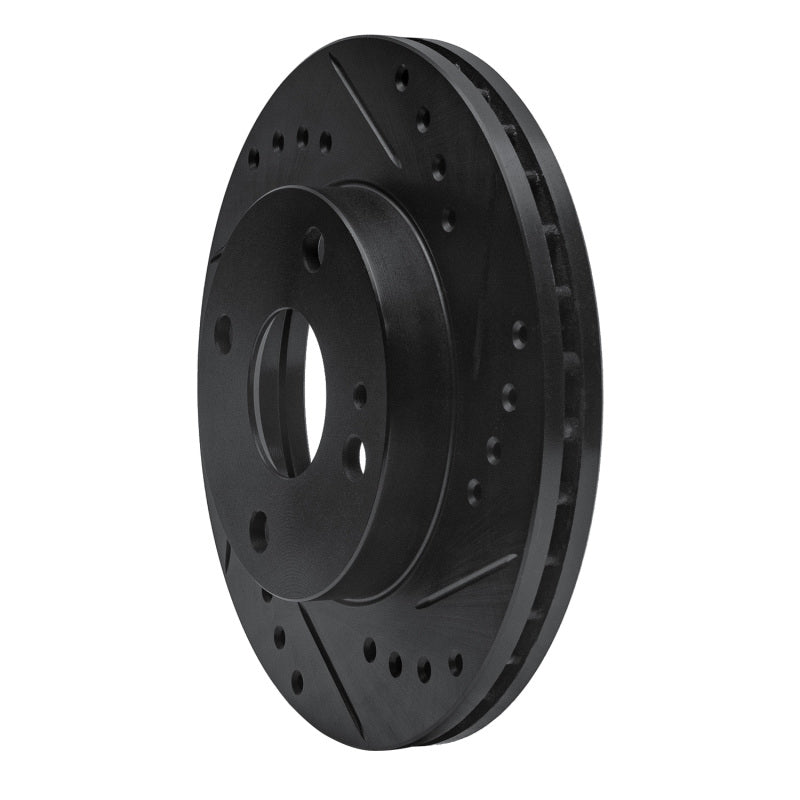 R1 Concepts R1 90-01 Ford Escort Front Right Drilled & Slotted Black Brake Rotor