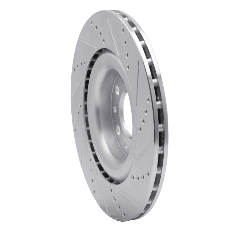 R1 Concepts R1 2017-2025 Alfa Romeo Stelvio Rear Left Drilled & Slotted Silver Brake Rotor