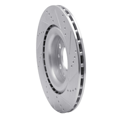 R1 Concepts R1 2017-2025 Alfa Romeo Stelvio Rear Left Drilled & Slotted Silver Brake Rotor