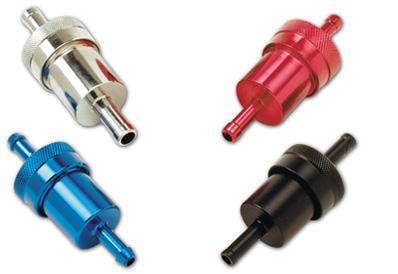 Russell Performance Black Street Fuel Filter (3in Length 1-1/8in diameter 5/16in inlet/outlet)
