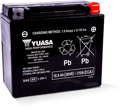 Yuasa Battery Yuasa YTX20HL-PW Maintenance Free AGM 12-Volt Battery
