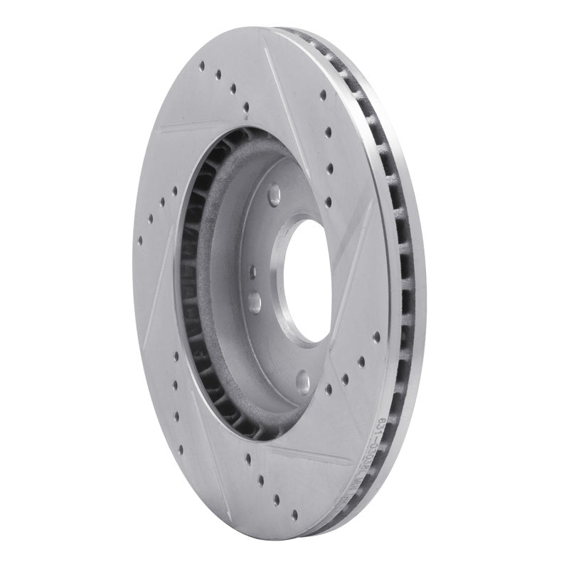 R1 Concepts R1 11-25 Hyundai Veloster Front Left Drilled & Slotted Silver Brake Rotor