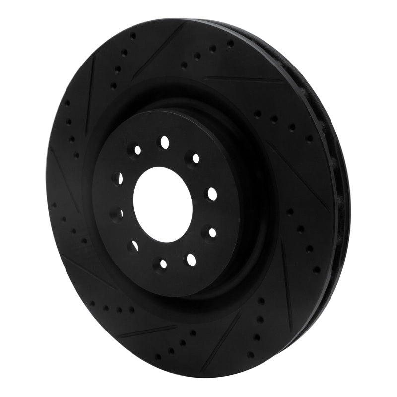 R1 Concepts R1 00-06 Jaguar XKR Front Left Drilled & Slotted Black Brake Rotor