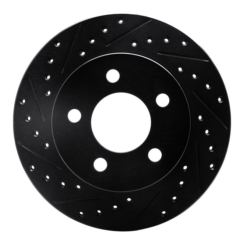 R1 Concepts R1 90-99 Jeep Cherokee Front Left Drilled & Slotted Black Brake Rotor