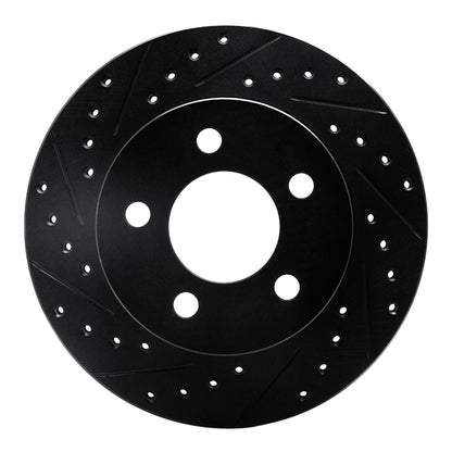 R1 Concepts R1 90-99 Jeep Cherokee Front Left Drilled & Slotted Black Brake Rotor