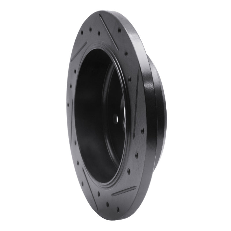 R1 Concepts R1 96-02 Ford Crown Victoria Rear Left Drilled & Slotted Black Brake Rotor