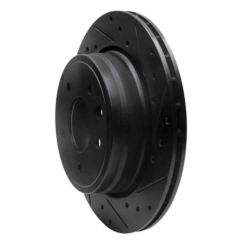 R1 Concepts R1 95-06 Jaguar XJR Rear Right Drilled & Slotted Black Brake Rotor