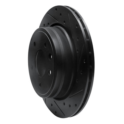 R1 Concepts R1 95-06 Jaguar XJR Rear Right Drilled & Slotted Black Brake Rotor