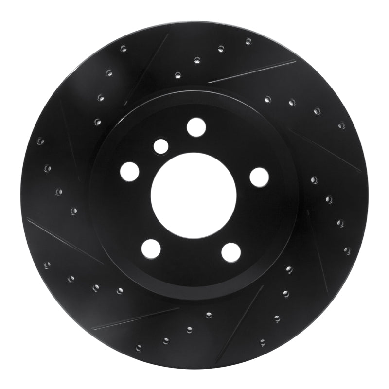 R1 Concepts R1 04-10 BMW X3 Front Left Drilled & Slotted Black Brake Rotor