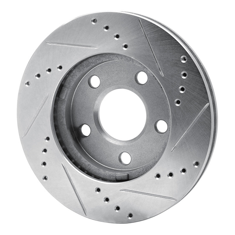 R1 Concepts R1 97-05 Chevrolet Malibu Front Left Drilled & Slotted Silver Brake Rotor