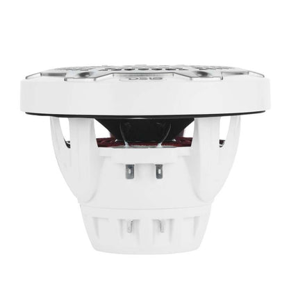 DS18 Hybrid Marine Speaker w/ Driver And RGB LEDs 6.5in 2-Way 250 Watts RMS 4 ohm White w/ Covers