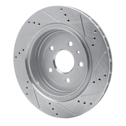 R1 Concepts R1 14-19 Chevrolet Corvette Rear Left Drilled & Slotted Silver Brake Rotor