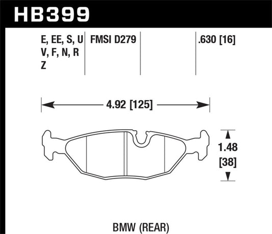 Hawk Performance Hawk 84-4/91 BMW 325 (E30) HPS 5.0 Street Brake Pads - Rear