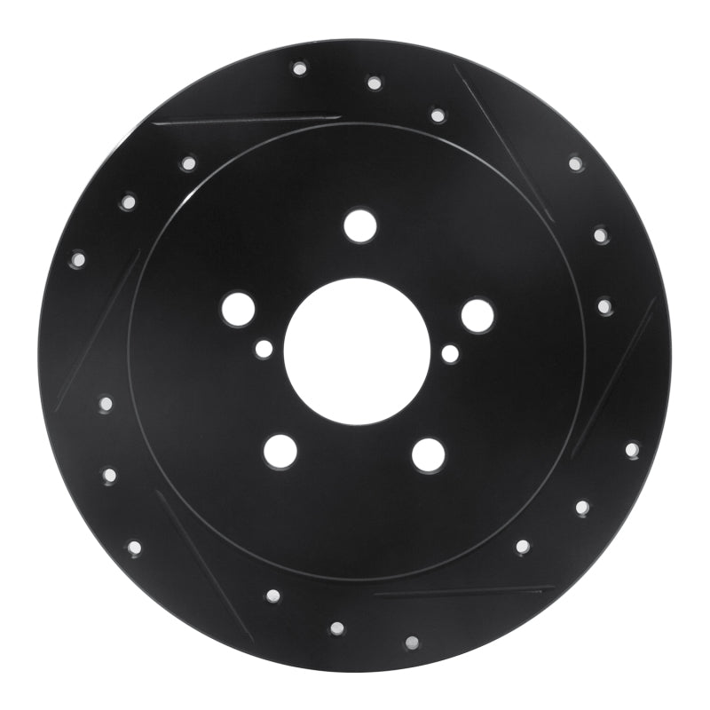 R1 Concepts R1 05-09 Subaru Legacy Rear Right Drilled & Slotted Black Brake Rotor