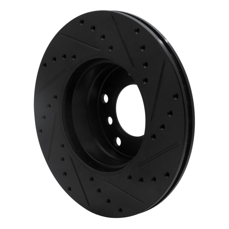 R1 Concepts R1 96-03 BMW 528I Front Left Drilled & Slotted Black Brake Rotor