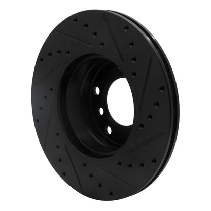 R1 Concepts R1 96-03 BMW 528I Front Left Drilled & Slotted Black Brake Rotor