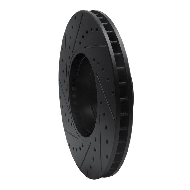 R1 Concepts R1 00-03 BMW 530I Front Right Drilled & Slotted Black Brake Rotor