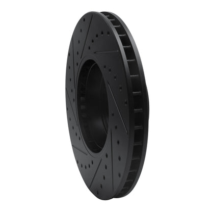 R1 Concepts R1 00-03 BMW 530I Front Right Drilled & Slotted Black Brake Rotor