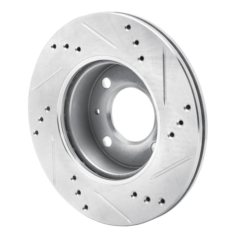 R1 Concepts R1 00-02 Hyundai Accent Front Left Drilled & Slotted Silver Brake Rotor